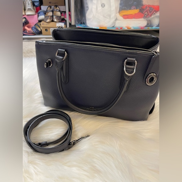 Coach Dark Blue Leather Satchel - Picture 11 of 16